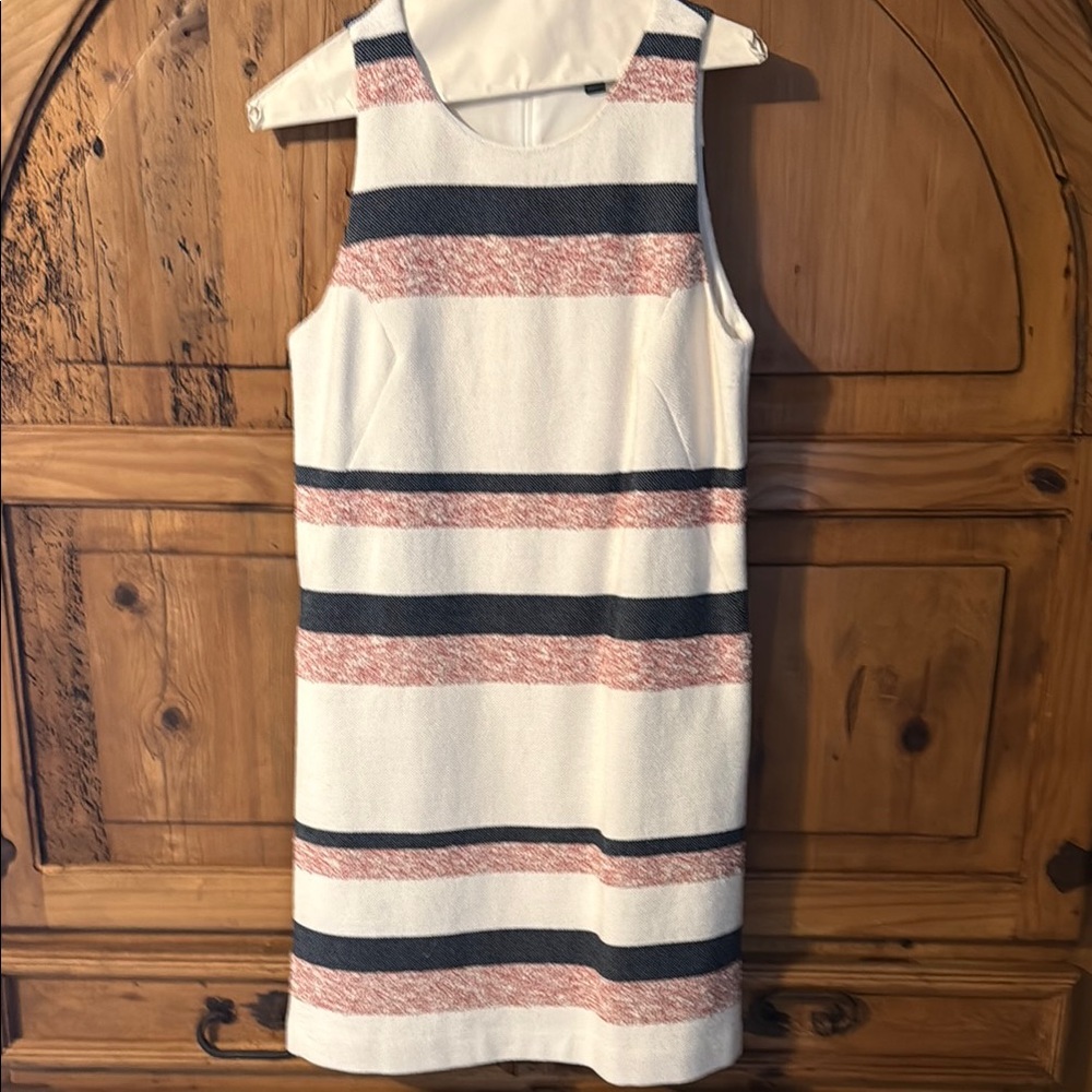 Ann Taylor White and Blue Sheath Midi Dress